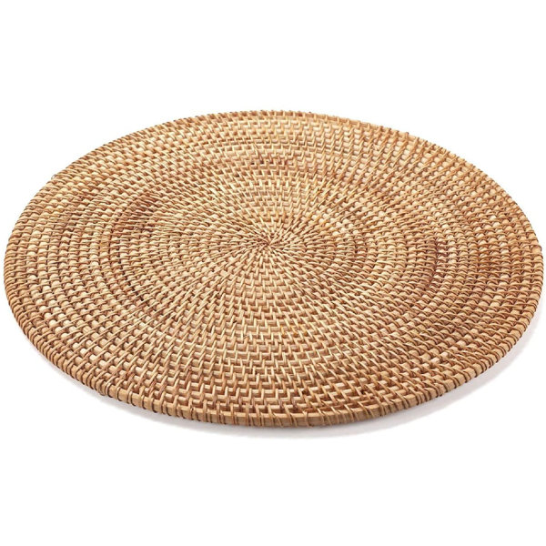 Zntellectual Round Rattan Placemats, Wicker Table Mats, Natural Woven